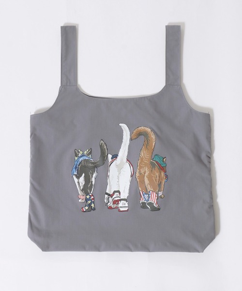 SITRY(シトリー)の「Animal Front & Back Print Eco Bag/猫&犬 アニマル エコバッグ ポケッタブルバッグ ショッピングバッグ(エコバッグ/サブバッグ・レディース・ブルー/グレー系その他/レッド系その他/ライトグレー/レッド/グレー系その他2/チャコール/ブルー系その他・FREE)」の12枚目の写真