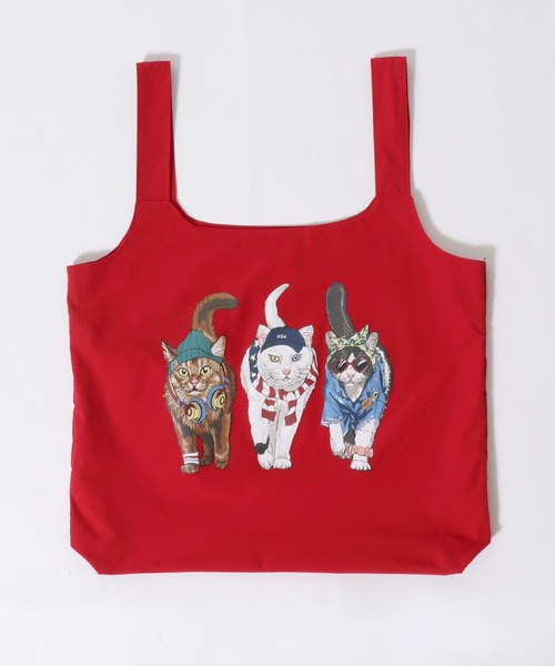 SITRY(シトリー)の「Animal Front & Back Print Eco Bag/猫&犬 アニマル エコバッグ ポケッタブルバッグ ショッピングバッグ(エコバッグ/サブバッグ・レディース・ブルー/グレー系その他/レッド系その他/ライトグレー/レッド/グレー系その他2/チャコール/ブルー系その他・FREE)」の17枚目の写真