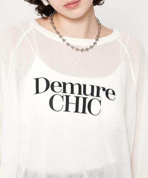 cloenc（クロエンス）の「【手洗い可】シアーロゴニットプルオーバー（ニット/セーター・レディース・ブラック/ピンク/ホワイト・02）」の6枚目の写真