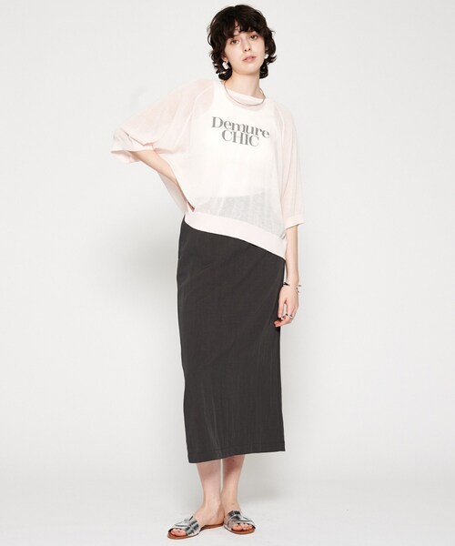 cloenc（クロエンス）の「【手洗い可】シアーロゴニットプルオーバー（ニット/セーター・レディース・ブラック/ピンク/ホワイト・02）」の9枚目の写真