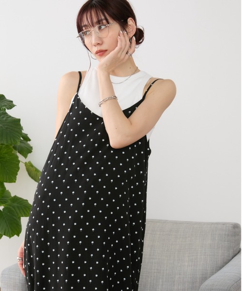 MA✽RS♡シャンパンローズ柄♡ドット♡胸元おりぼん♡キャミワンピース♡黒ピンク Name: Ai Kitano⁠ ⁠ Lip: #LAURAMERCIER #キャビアリップ