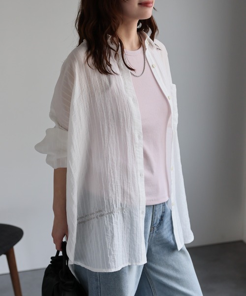 seyto サイズ1 / ラインストーンベロアシアーシャツ Rhinestone velours sheer shirt / ラインストーンベロアシアー