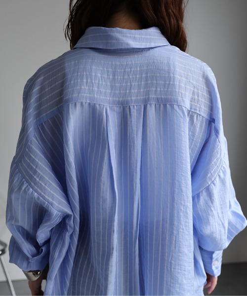 ap retro(アプレトロ)の「ストライプロゴ刺繍シャツ / シアーシャツ(シャツ/ブラウス・レディース・ホワイト/ピンク/ブルー・FREE)」の19枚目の写真