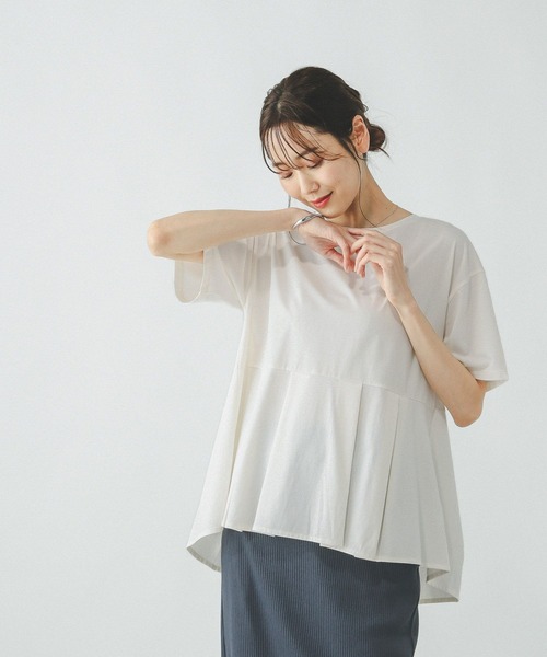 GLOBAL WORK（グローバルワーク）の「快適ペプラムプルオーバー半袖/289382（Tシャツ/カットソー・レディース・チャコールグレー/ブラック/アイボリー/ブルー系その他5・MEDIUM/LARGE）」の2枚目の写真