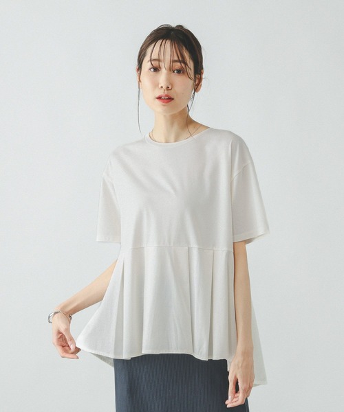 GLOBAL WORK（グローバルワーク）の「快適ペプラムプルオーバー半袖/289382（Tシャツ/カットソー・レディース・チャコールグレー/ブラック/アイボリー/ブルー系その他5・MEDIUM/LARGE）」の14枚目の写真