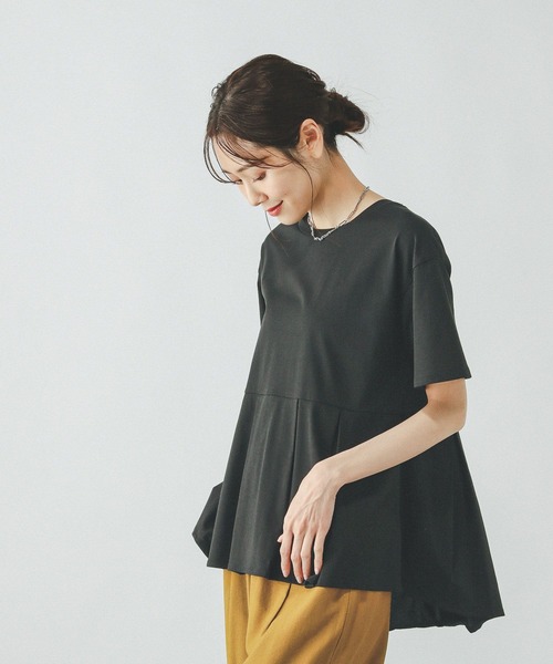 GLOBAL WORK（グローバルワーク）の「快適ペプラムプルオーバー半袖/289382（Tシャツ/カットソー・レディース・チャコールグレー/ブラック/アイボリー/ブルー系その他5・MEDIUM/LARGE）」の19枚目の写真