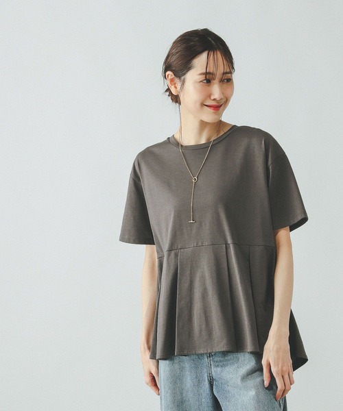 GLOBAL WORK（グローバルワーク）の「快適ペプラムプルオーバー半袖/289382（Tシャツ/カットソー・レディース・チャコールグレー/ブラック/アイボリー/ブルー系その他5・MEDIUM/LARGE）」の22枚目の写真