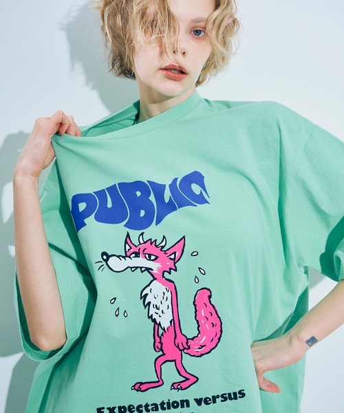 RNA（アールエヌエー）の「M2468 PUBLIC WOLF BIG T（Tシャツ/カットソー・レディース・ブラック/ミント/ホワイト/ライトパープル・MEDIUM）」の3枚目の写真