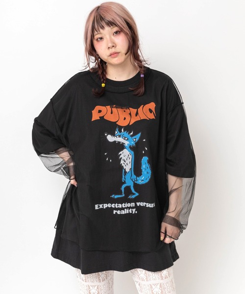 RNA（アールエヌエー）の「M2468 PUBLIC WOLF BIG T（Tシャツ/カットソー・レディース・ブラック/ミント/ホワイト/ライトパープル・MEDIUM）」の18枚目の写真