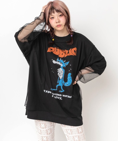 RNA（アールエヌエー）の「M2468 PUBLIC WOLF BIG T（Tシャツ/カットソー・レディース・ブラック/ミント/ホワイト/ライトパープル・MEDIUM）」の19枚目の写真