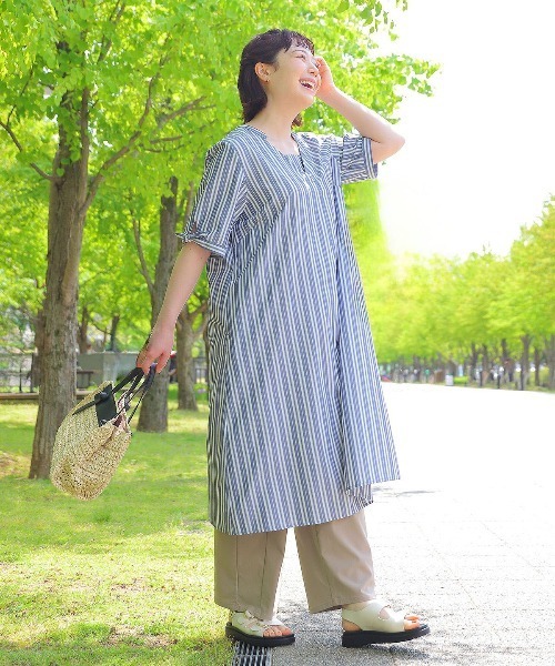 セール】【L～5L 大きいサイズ】リボンスリーブフロントタック