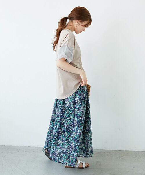 le.coeur blanc（ルクールブラン）の「《手洗い可能》チュールねじりスリーブフレンチプルオーバー（Tシャツ/カットソー・レディース・ブラック/グレイッシュベージュ/オフホワイト/ベージュ・38）」の6枚目の写真