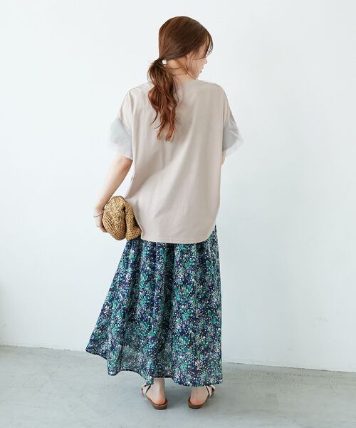 le.coeur blanc（ルクールブラン）の「《手洗い可能》チュールねじりスリーブフレンチプルオーバー（Tシャツ/カットソー・レディース・ブラック/グレイッシュベージュ/オフホワイト/ベージュ・38）」の7枚目の写真