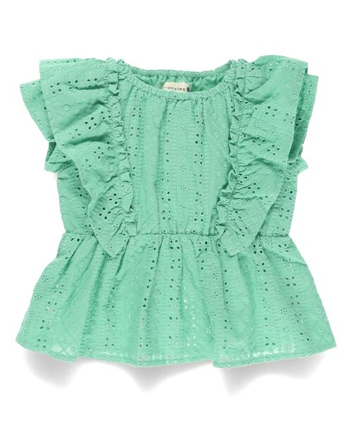BRANSHES（ブランシェス）の「【プチレディ/ベビーとおそろい】スカラップ刺繍ブラウス（シャツ/ブラウス・キッズ・ブラック/グリーン・120/140/130/90/100/150/110）」の4枚目の写真