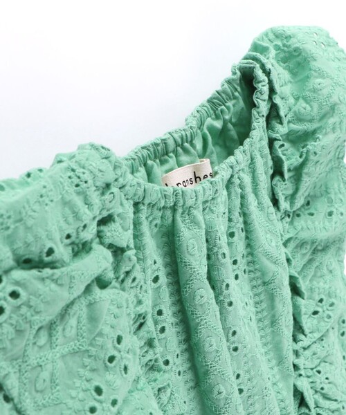 BRANSHES（ブランシェス）の「【プチレディ/ベビーとおそろい】スカラップ刺繍ブラウス（シャツ/ブラウス・キッズ・ブラック/グリーン・120/140/130/90/100/150/110）」の5枚目の写真