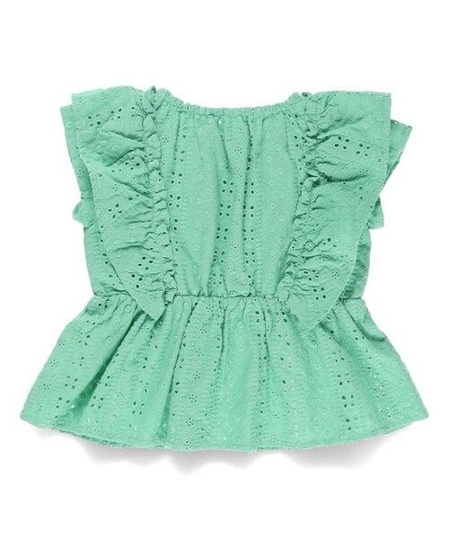 BRANSHES（ブランシェス）の「【プチレディ/ベビーとおそろい】スカラップ刺繍ブラウス（シャツ/ブラウス・キッズ・ブラック/グリーン・120/140/130/90/100/150/110）」の9枚目の写真