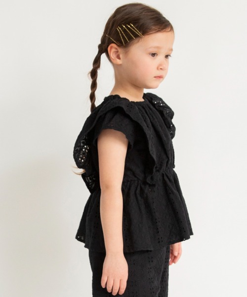 BRANSHES（ブランシェス）の「【プチレディ/ベビーとおそろい】スカラップ刺繍ブラウス（シャツ/ブラウス・キッズ・ブラック/グリーン・120/140/130/90/100/150/110）」の13枚目の写真