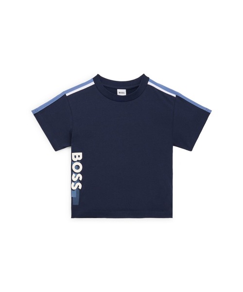 Hugo Boss コットン ルーズフィット ロゴ 半袖 Tシャツ セール】キッズ ルーズフィットTシャツ コットン バーティカル