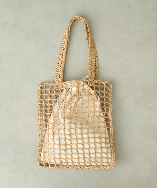 BIRTHDAY BAR（バースデイバー）の「ペーパー手編みメッシュフラットバッグ（トートバッグ・レディース・ベージュ/グレー/パープル/ネイビー・0）」の12枚目の写真