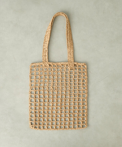 BIRTHDAY BAR（バースデイバー）の「ペーパー手編みメッシュフラットバッグ（トートバッグ・レディース・ベージュ/グレー/パープル/ネイビー・0）」の13枚目の写真