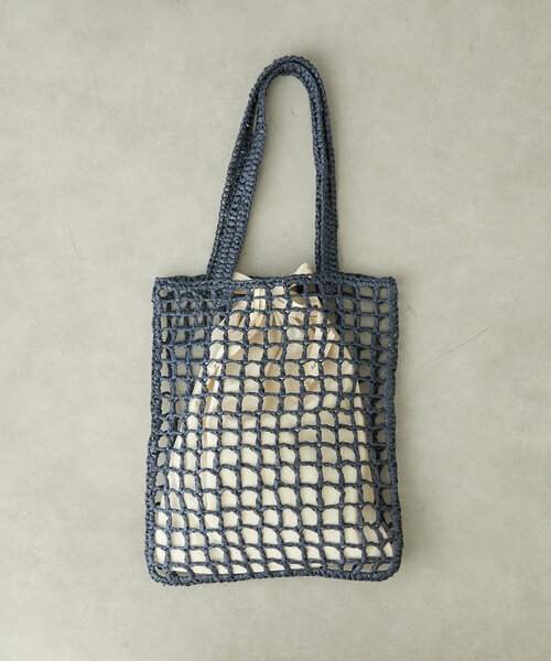BIRTHDAY BAR（バースデイバー）の「ペーパー手編みメッシュフラットバッグ（トートバッグ・レディース・ベージュ/グレー/パープル/ネイビー・0）」の19枚目の写真