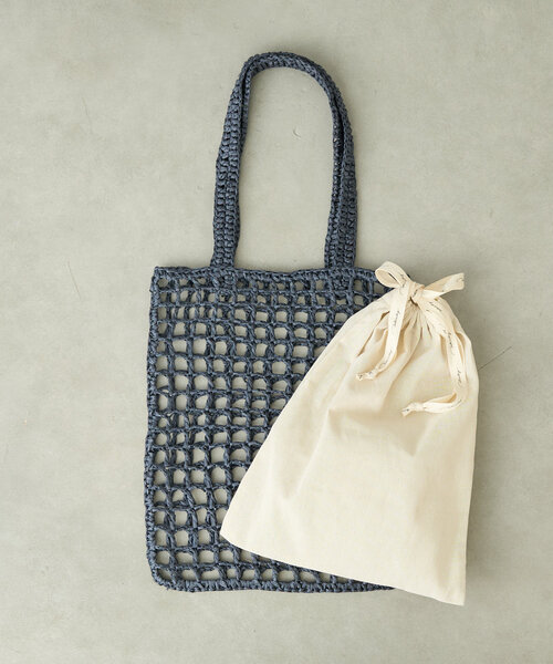 BIRTHDAY BAR（バースデイバー）の「ペーパー手編みメッシュフラットバッグ（トートバッグ・レディース・ベージュ/グレー/パープル/ネイビー・0）」の20枚目の写真
