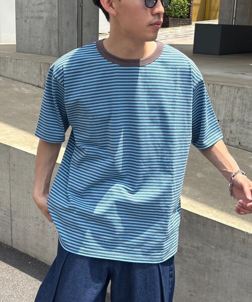 CIAOPANIC TYPY（チャオパニックティピー）の「【UNISEX】ミニボーダーTEE（Tシャツ/カットソー・レディース・ブラウン/グリーン/ブルー・MEDIUM/LARGE）」の5枚目の写真