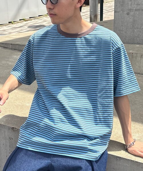 CIAOPANIC TYPY（チャオパニックティピー）の「【UNISEX】ミニボーダーTEE（Tシャツ/カットソー・レディース・ブラウン/グリーン/ブルー・MEDIUM/LARGE）」の6枚目の写真