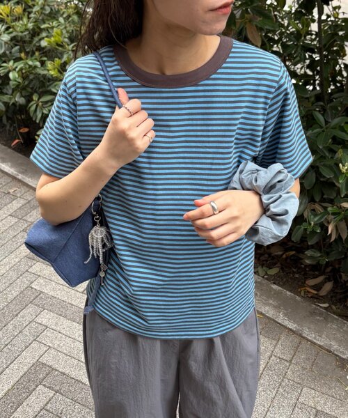 CIAOPANIC TYPY（チャオパニックティピー）の「【UNISEX】ミニボーダーTEE（Tシャツ/カットソー・レディース・ブラウン/グリーン/ブルー・MEDIUM/LARGE）」の10枚目の写真