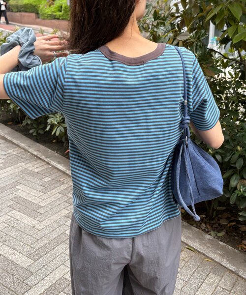 CIAOPANIC TYPY（チャオパニックティピー）の「【UNISEX】ミニボーダーTEE（Tシャツ/カットソー・レディース・ブラウン/グリーン/ブルー・MEDIUM/LARGE）」の12枚目の写真