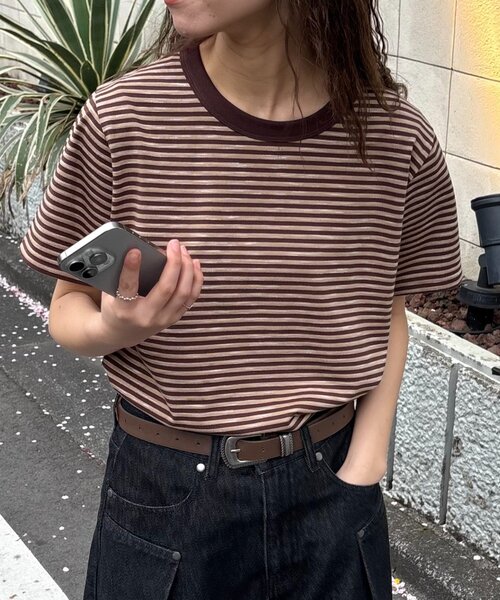 CIAOPANIC TYPY（チャオパニックティピー）の「【UNISEX】ミニボーダーTEE（Tシャツ/カットソー・レディース・ブラウン/グリーン/ブルー・MEDIUM/LARGE）」の15枚目の写真