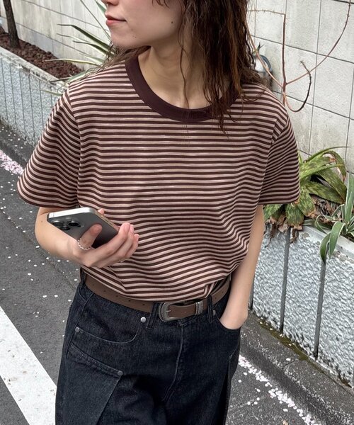 CIAOPANIC TYPY（チャオパニックティピー）の「【UNISEX】ミニボーダーTEE（Tシャツ/カットソー・レディース・ブラウン/グリーン/ブルー・MEDIUM/LARGE）」の16枚目の写真