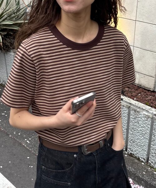 CIAOPANIC TYPY（チャオパニックティピー）の「【UNISEX】ミニボーダーTEE（Tシャツ/カットソー・レディース・ブラウン/グリーン/ブルー・MEDIUM/LARGE）」の17枚目の写真