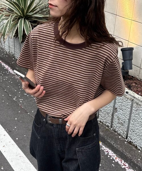 CIAOPANIC TYPY（チャオパニックティピー）の「【UNISEX】ミニボーダーTEE（Tシャツ/カットソー・レディース・ブラウン/グリーン/ブルー・MEDIUM/LARGE）」の19枚目の写真