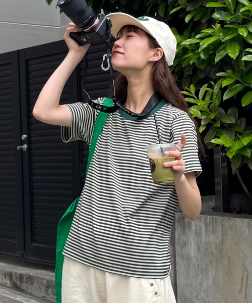 CIAOPANIC TYPY（チャオパニックティピー）の「【UNISEX】ミニボーダーTEE（Tシャツ/カットソー・レディース・ブラウン/グリーン/ブルー・MEDIUM/LARGE）」の2枚目の写真