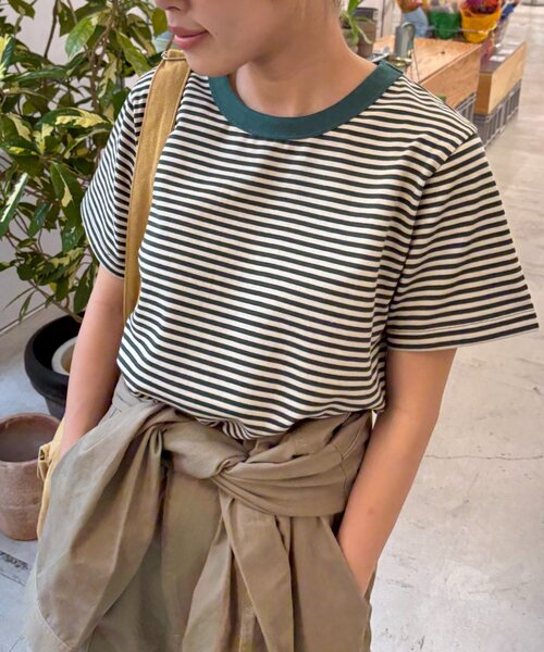 CIAOPANIC TYPY（チャオパニックティピー）の「【UNISEX】ミニボーダーTEE（Tシャツ/カットソー・レディース・ブラウン/グリーン/ブルー・MEDIUM/LARGE）」の4枚目の写真