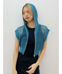 メッシュジップアップニットベスト