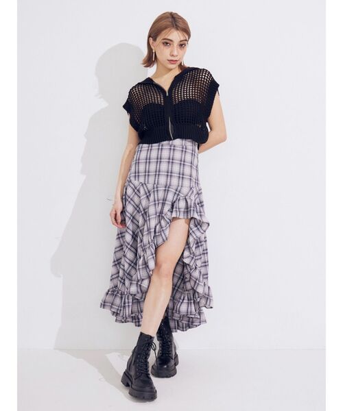 EVRIS（エヴリス）の「メッシュジップアップニットベスト（ニット/セーター・レディース・アイボリー/ブラック/ブルー・FREE）」の6枚目の写真