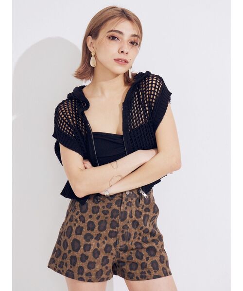 EVRIS（エヴリス）の「メッシュジップアップニットベスト（ニット/セーター・レディース・アイボリー/ブラック/ブルー・FREE）」の7枚目の写真