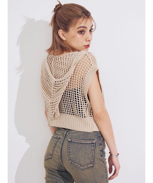 EVRIS（エヴリス）の「メッシュジップアップニットベスト（ニット/セーター・レディース・アイボリー/ブラック/ブルー・FREE）」の11枚目の写真