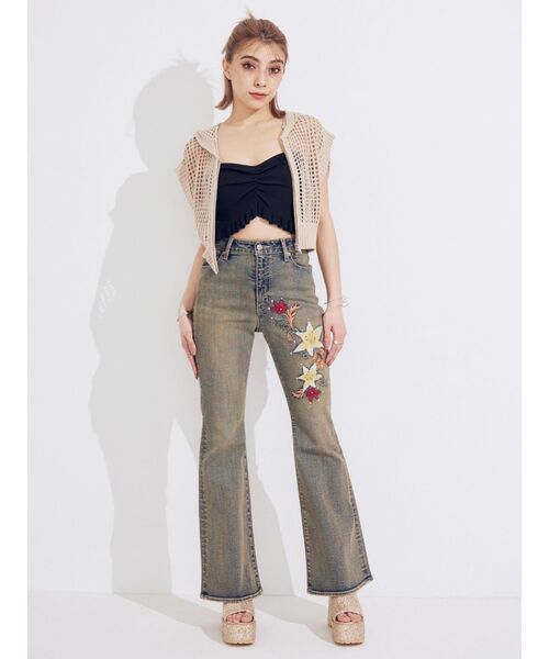 EVRIS（エヴリス）の「メッシュジップアップニットベスト（ニット/セーター・レディース・アイボリー/ブラック/ブルー・FREE）」の13枚目の写真