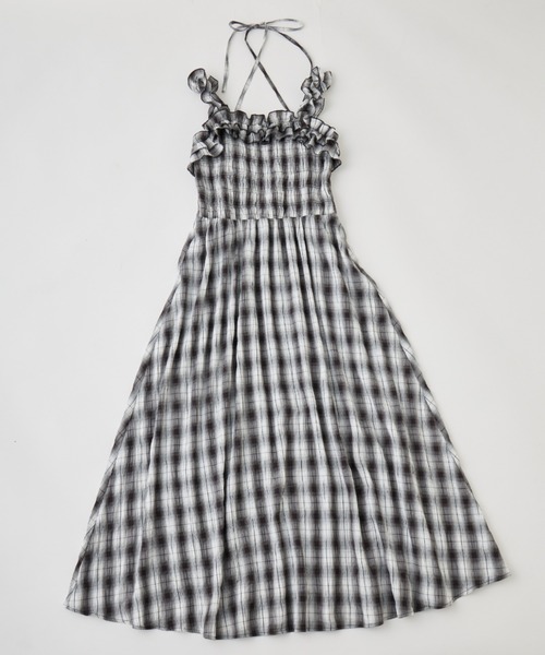 OLIVE des OLIVE(オリーブデオリーブ)の「【S/Mサイズ展開】シャーリングフリルキャミワンピ(ワンピース・レディース・オフホワイト/サックスブルー/アイボリー/ブラック・SMALL/MEDIUM)」の6枚目の写真