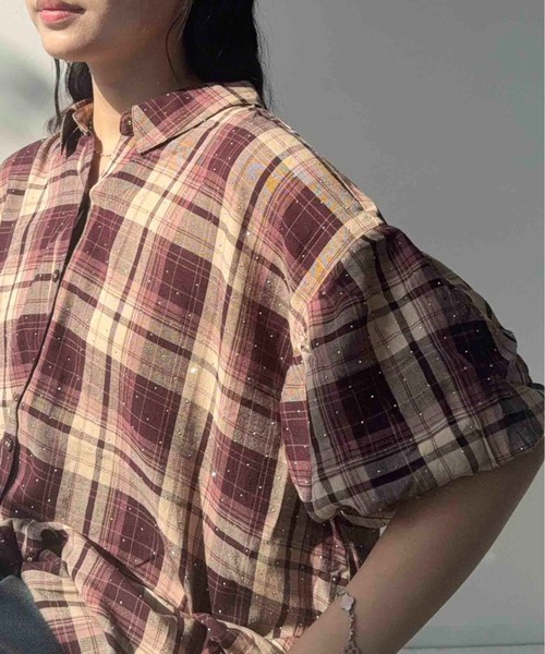 AS KNOW AS plus(アズノゥアズプラス)の「●後レースアップ 袖ボリューム5分袖シャツブラウス(シャツ/ブラウス・レディース・ブラック系/ネイビー系/オフホワイト/ブルー系/ホワイト系1/ブルー系1/ブラック系2/ブルー系2/イエロー系2/ブラック系3/ホワイト系3/ネイビー系3/ブラウン系3・FREE)」の17枚目の写真
