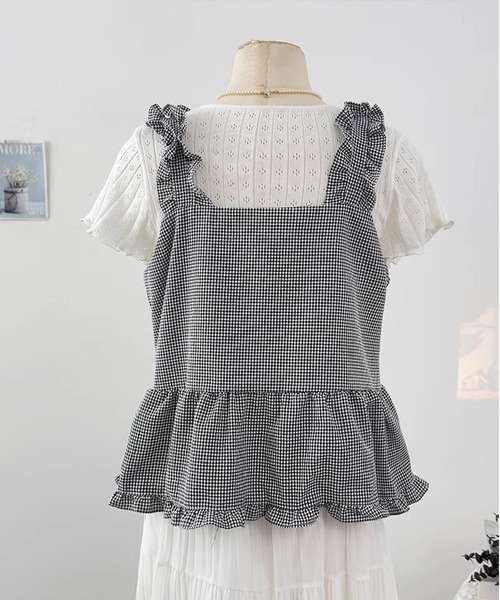 【未着用】【MAISONRAVIEW】チェックリボンキャミソール MAISONRAVIEW】チェックリボンキャミソール