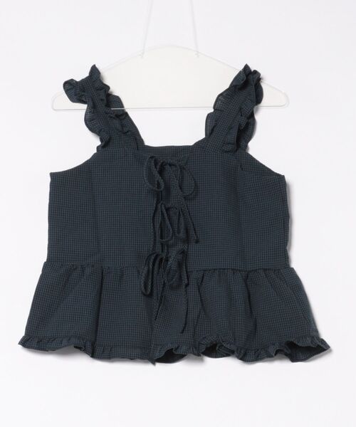 セール】ピコット飾り リボン結び チェック キャミソール