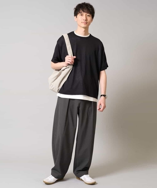 a.v.v（アーヴェヴェ）の「【2SET/洗濯機で洗える】シアーニットアンサンブル（アンサンブル・メンズ・ダークグリーン/ブラック・46/48）」の16枚目の写真