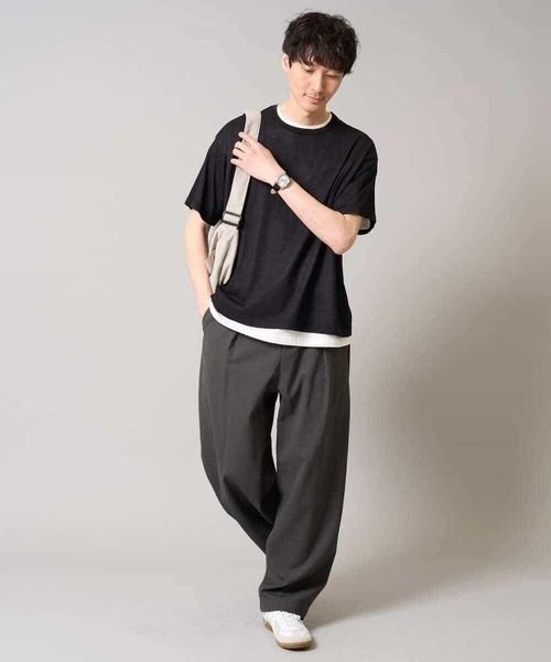 a.v.v（アーヴェヴェ）の「【2SET/洗濯機で洗える】シアーニットアンサンブル（アンサンブル・メンズ・ダークグリーン/ブラック・46/48）」の14枚目の写真