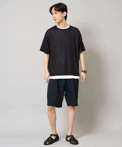 a.v.v（アーヴェヴェ）の「【2SET/洗濯機で洗える】シアーニットアンサンブル（アンサンブル・メンズ・ダークグリーン/ブラック・46/48）」の12枚目の写真