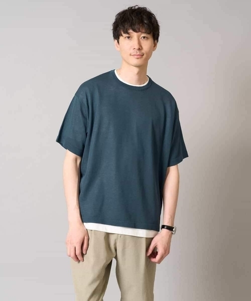 a.v.v（アーヴェヴェ）の「【2SET/洗濯機で洗える】シアーニットアンサンブル（アンサンブル・メンズ・ダークグリーン/ブラック・46/48）」の11枚目の写真