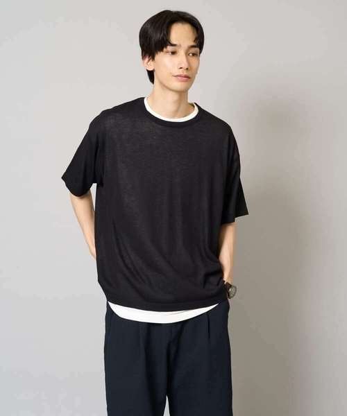 a.v.v（アーヴェヴェ）の「【2SET/洗濯機で洗える】シアーニットアンサンブル（アンサンブル・メンズ・ダークグリーン/ブラック・46/48）」の9枚目の写真